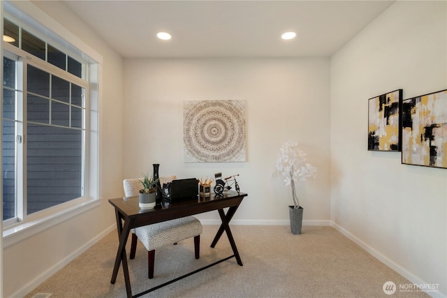 15704 124th Ave NE, Woodinville, WA 98072 - carpeted home office with baseboards and recessed lighting