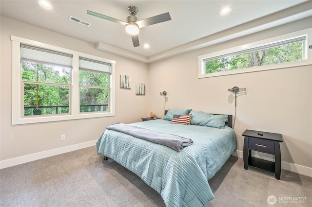 411 19th St NE Unit 9, East Wenatchee, WA 98802 - bedroom featuring carpet flooring, baseboards, recessed lighting, and ceiling fan