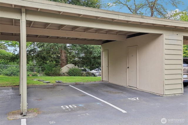 parking lot featuring fence
