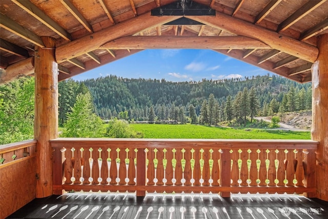 111 Connon Canyon Rd, Leavenworth, WA 98826 - wooden terrace featuring a forest view and a gazebo