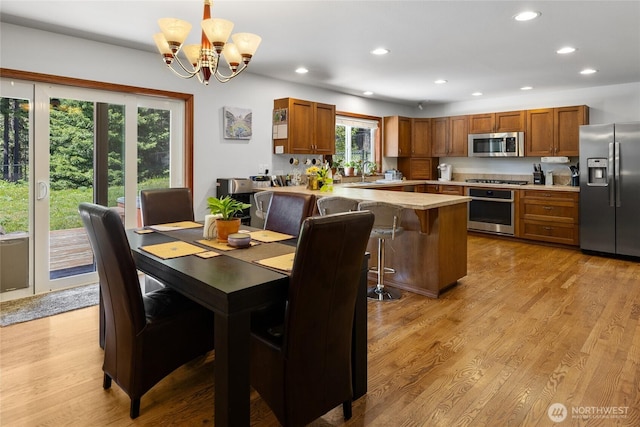 201 Double O Rd, Ronald, WA 98940 - dining space with recessed lighting, a chandelier, and light wood-style floors