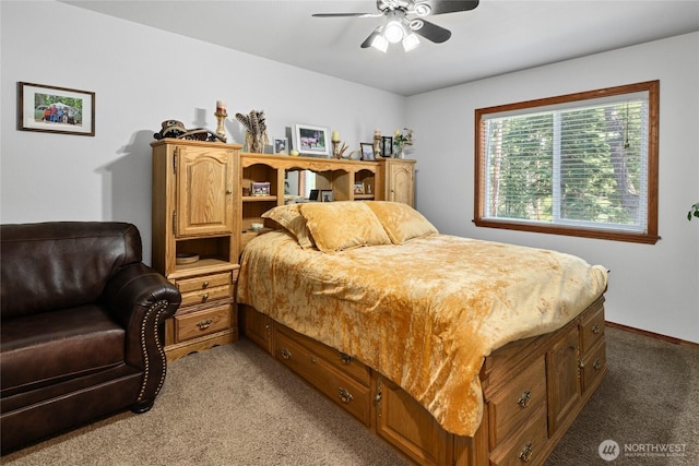 201 Double O Rd, Ronald, WA 98940 - bedroom with light carpet, ceiling fan, and baseboards