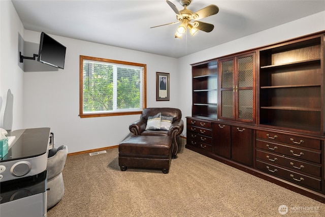 201 Double O Rd, Ronald, WA 98940 - sitting room featuring light carpet, a ceiling fan, and baseboards