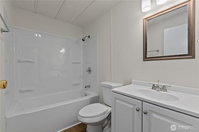 1071 Red Valley Ln, Maple Falls, WA 98266 - full bathroom featuring toilet, vanity, wood finished floors, and  shower combination