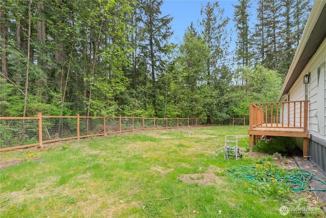 1071 Red Valley Ln, Maple Falls, WA 98266 - view of yard with a wooden deck and a forest view