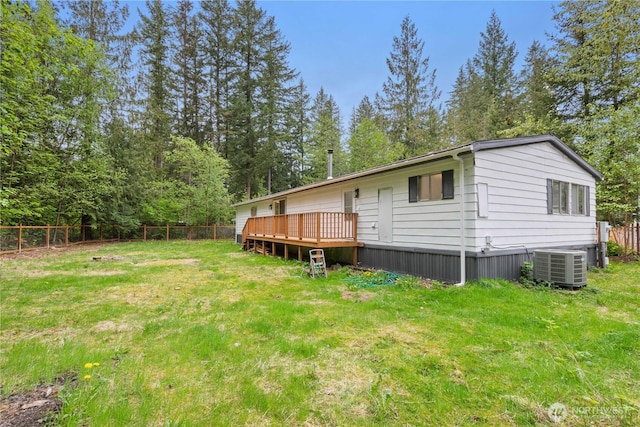 1071 Red Valley Ln, Maple Falls, WA 98266 - rear view of property with central AC unit and a deck