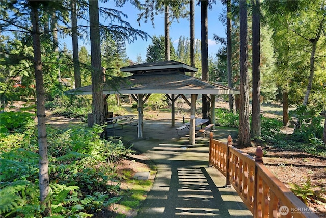 view of community with a gazebo