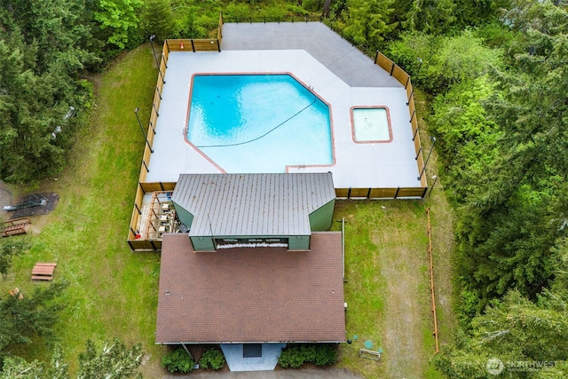 22513 Clearland Ln SE, Yelm, WA 98597 - aerial view of property and surrounding area with a pool