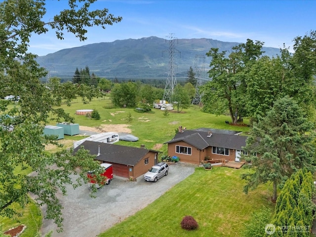 aerial view of property and surrounding area with mountains