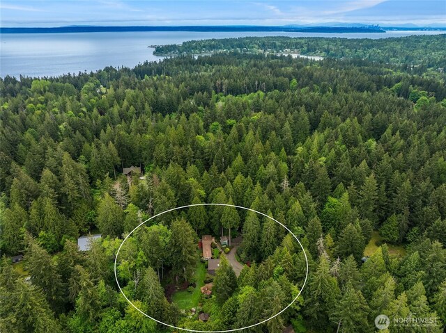15790 Agatewood Rd NE, Bainbridge Island, WA 98110 - aerial view of a forest and a nearby body of water
