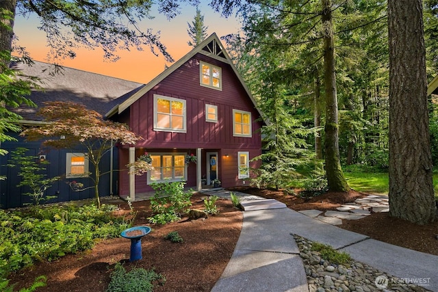 9591 W 34th Cres, Blaine, WA 98230 - chalet / cabin with covered porch and board and batten siding
