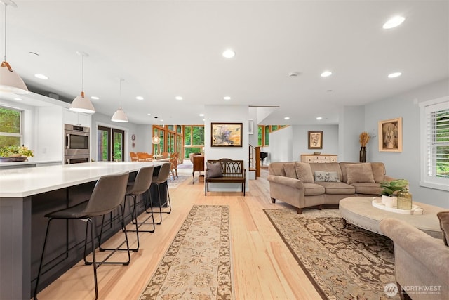 9591 W 34th Cres, Blaine, WA 98230 - living area featuring recessed lighting and light wood-style floors