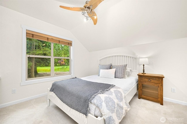 9591 W 34th Cres, Blaine, WA 98230 - bedroom with lofted ceiling, carpet floors, baseboards, and ceiling fan
