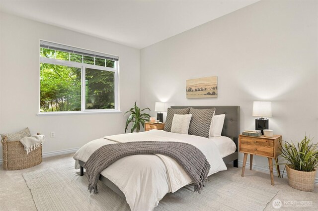 carpeted bedroom with baseboards
