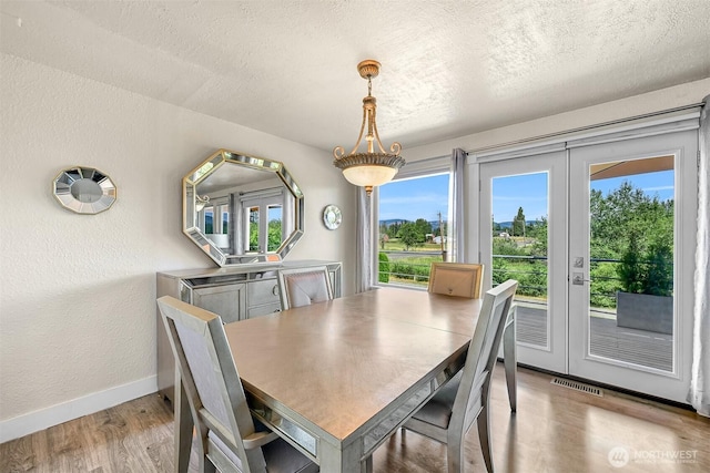1835 E Smith Rd, Bellingham, WA 98226 - dining space with baseboards, a textured ceiling, wood finished floors, and a textured wall