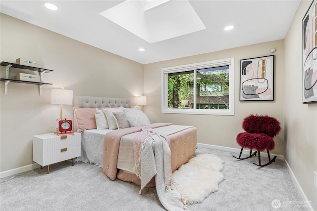 21016 NE 33rd Pl, Sammamish, WA 98074 - bedroom with carpet flooring, a skylight, baseboards, and recessed lighting
