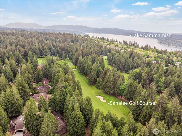21016 NE 33rd Pl, Sammamish, WA 98074 - aerial view of a water and mountain view and a forest