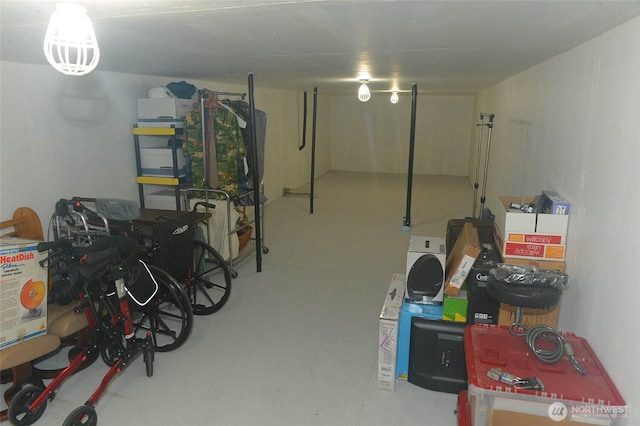 view of finished basement