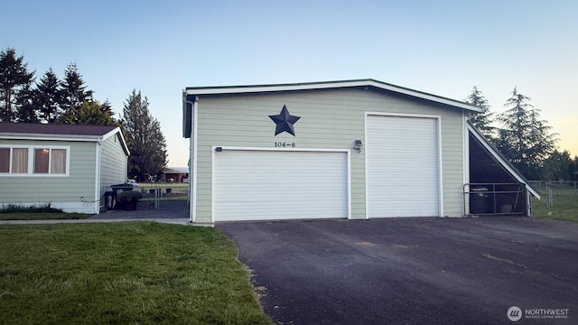 view of detached garage