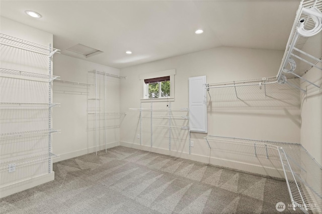 1533 S Sunset Dr, Tacoma, WA 98465 - walk in closet with attic access and carpet floors
