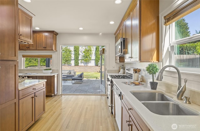 3112 13th Ave S, Seattle, WA 98144 - kitchen featuring a sink, stainless steel appliances, plenty of natural light, light wood-style flooring, and recessed lighting
