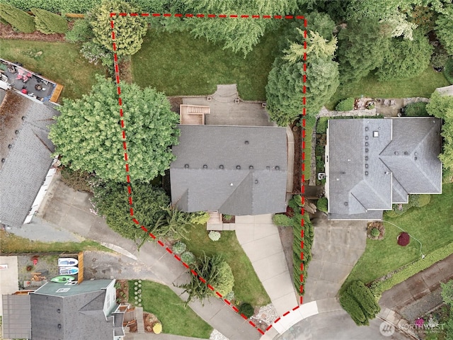 6723 50th Pl NE, Marysville, WA 98270 - aerial view of property and surrounding area with property parcel outlined