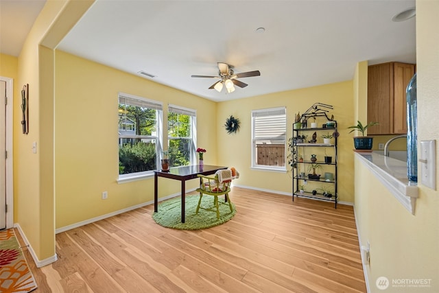 2758 Mcneil St, Dupont, WA 98327 - office space with light wood-type flooring, a ceiling fan, and baseboards