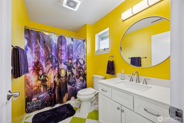 2758 Mcneil St, Dupont, WA 98327 - bathroom featuring toilet, vanity, and a shower with shower curtain