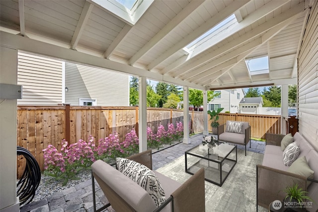 2758 Mcneil St, Dupont, WA 98327 - view of patio featuring an outdoor living space and a fenced backyard
