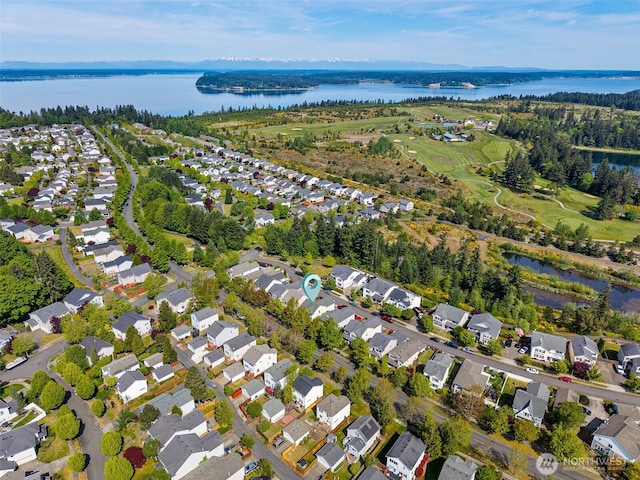 2758 Mcneil St, Dupont, WA 98327 - aerial overview of property's location featuring a nearby body of water, nearby suburban area, and a local golf course