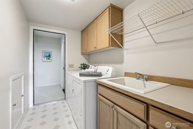 6222 139th Pl SE, Bellevue, WA 98006 - laundry room with washer and clothes dryer, light floors, and cabinet space