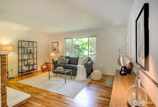 living area with wood finished floors