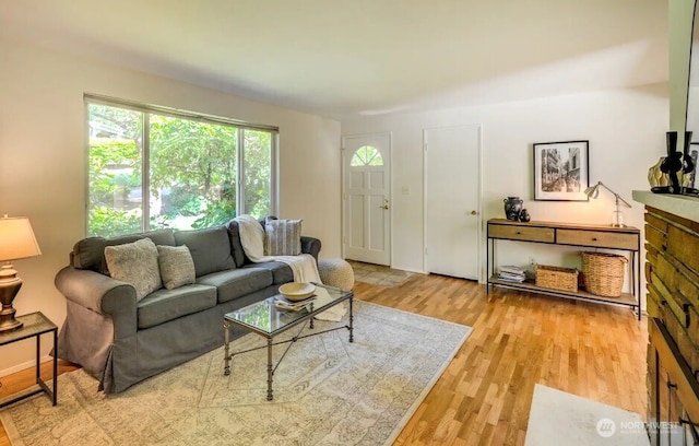 living area featuring light wood-type flooring
