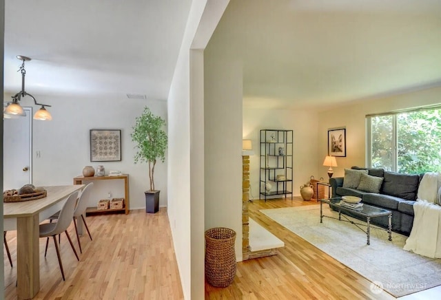 living room featuring light wood finished floors
