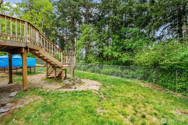 view of yard featuring stairway