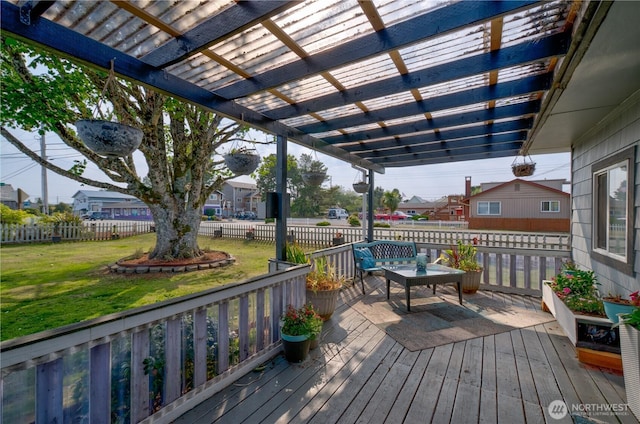 804 Pacific Ave N, Long Beach, WA 98631 - deck featuring a pergola and a residential view