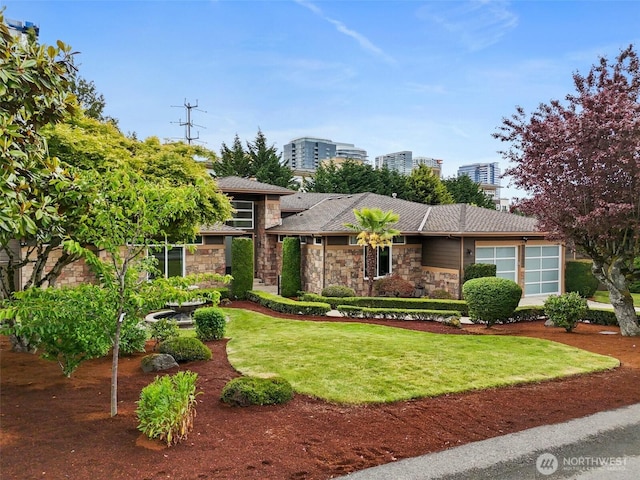 1038 Belfair Rd, Bellevue, WA 98004 - view of front of home with stone siding and a front lawn