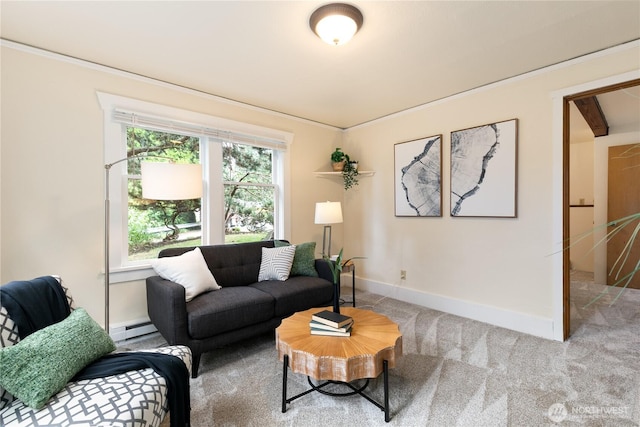 12013 Exeter Ave NE, Seattle, WA 98125 - carpeted living area featuring baseboards and a baseboard radiator