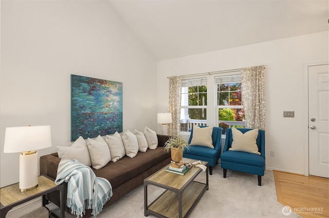 24521 SE 275th St, Maple Valley, WA 98038 - living area with high vaulted ceiling and light colored carpet