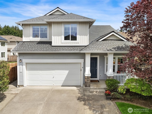 24521 SE 275th St, Maple Valley, WA 98038 - view of front facade with a porch, concrete driveway, and roof with shingles