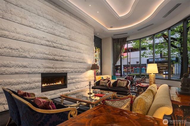 lobby with wood walls