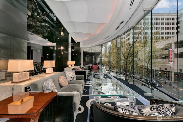 common area with expansive windows