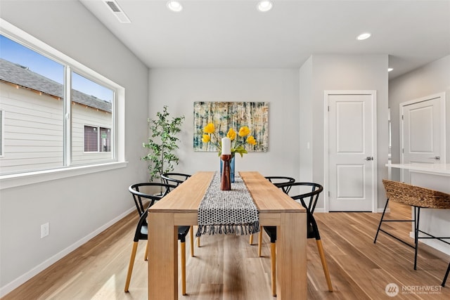 81 E Compass Ln, Allyn, WA 98524 - dining room with light wood finished floors, baseboards, and recessed lighting
