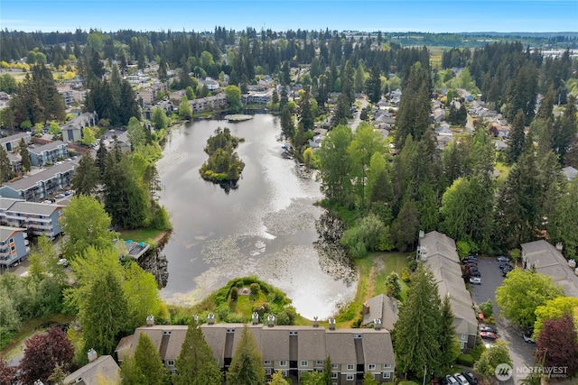 view of property location with a nearby body of water and nearby suburban area