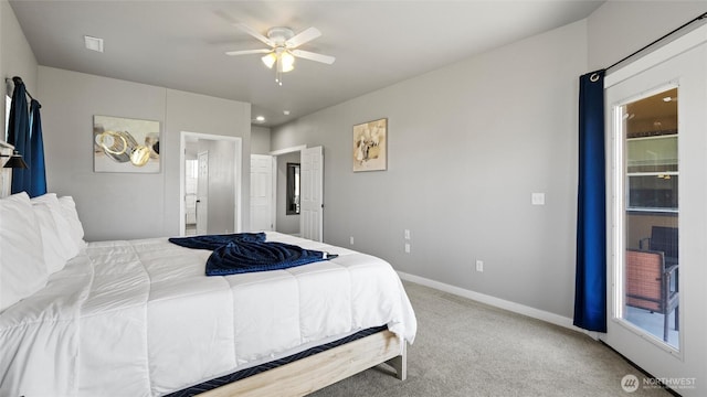207 Clayton Pl, Mattawa, WA 99349 - bedroom with carpet, baseboards, ceiling fan, and ensuite bath