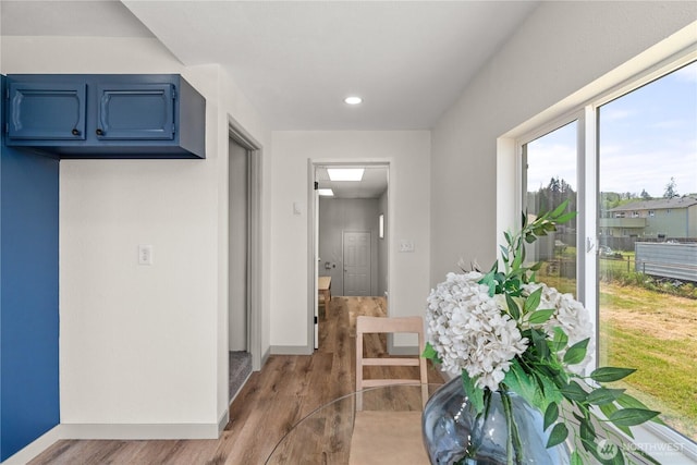 506 G St, Cosmopolis, WA 98537 - hallway with wood finished floors, baseboards, and recessed lighting