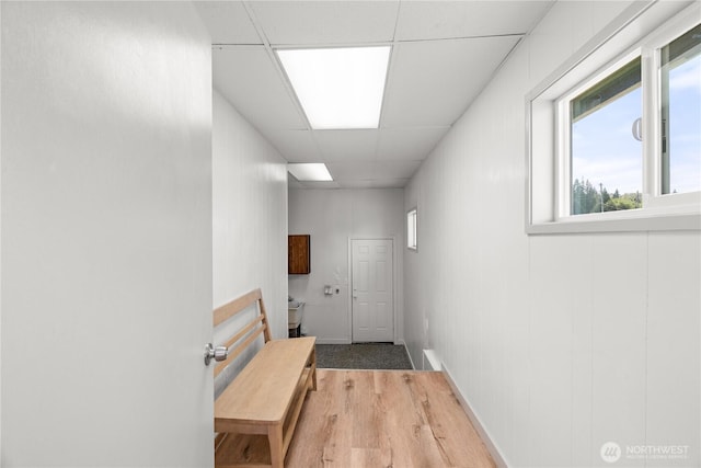 506 G St, Cosmopolis, WA 98537 - hallway with light wood-type flooring and a paneled ceiling