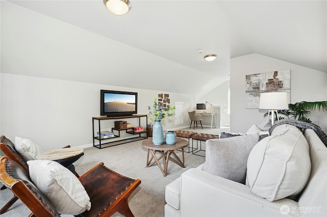 16636 8th Avenue Ct E Unit 05, Spanaway, WA 98387 - living room with vaulted ceiling, carpet floors, and baseboards