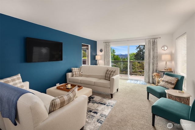 view of carpeted living area