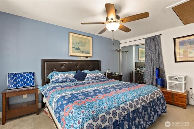 304 Riverview Dr NE, Auburn, WA 98002 - bedroom with carpet, ceiling fan, and a closet